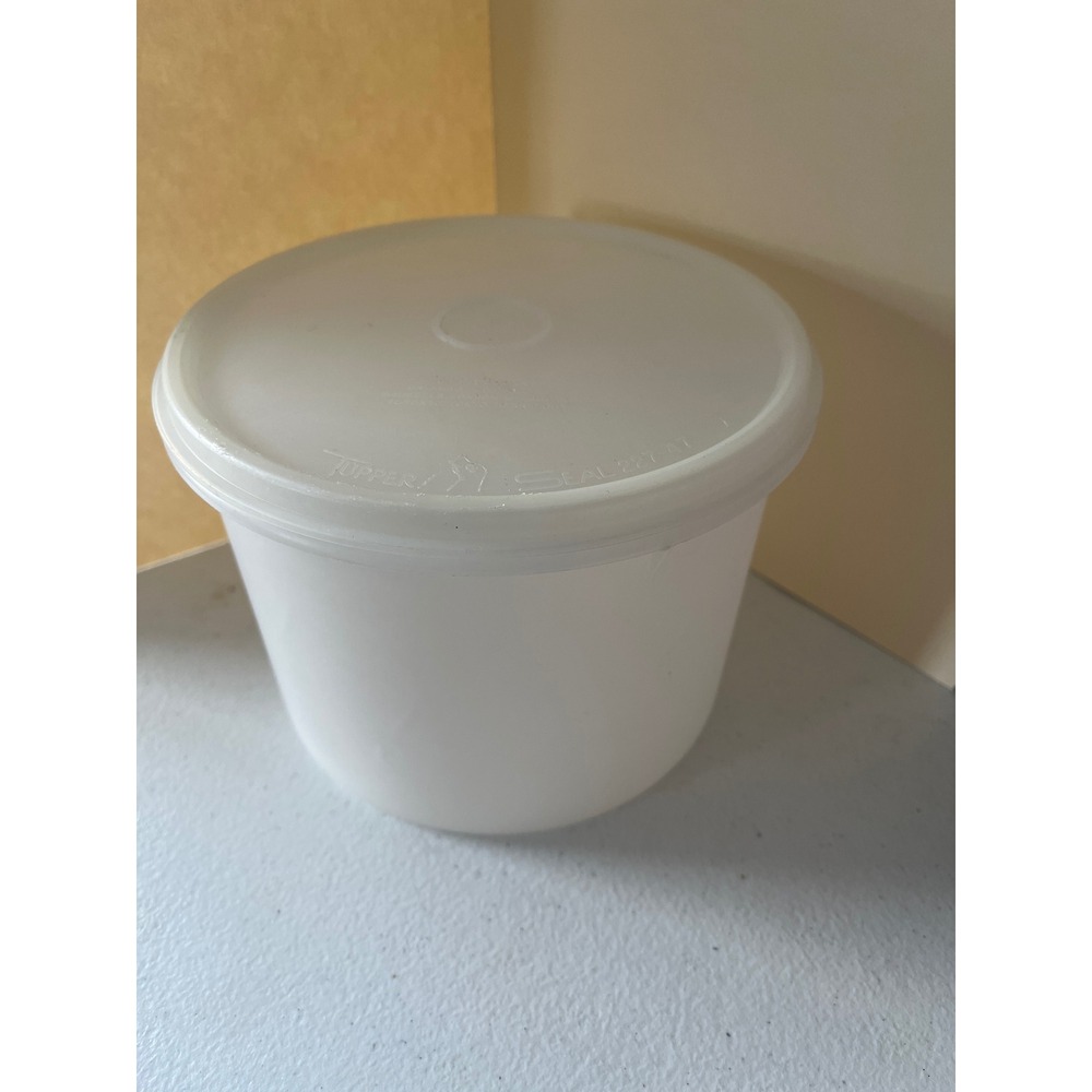 Vintage Tupperware Servalier White Canister with Lid 6 Inch Round 264